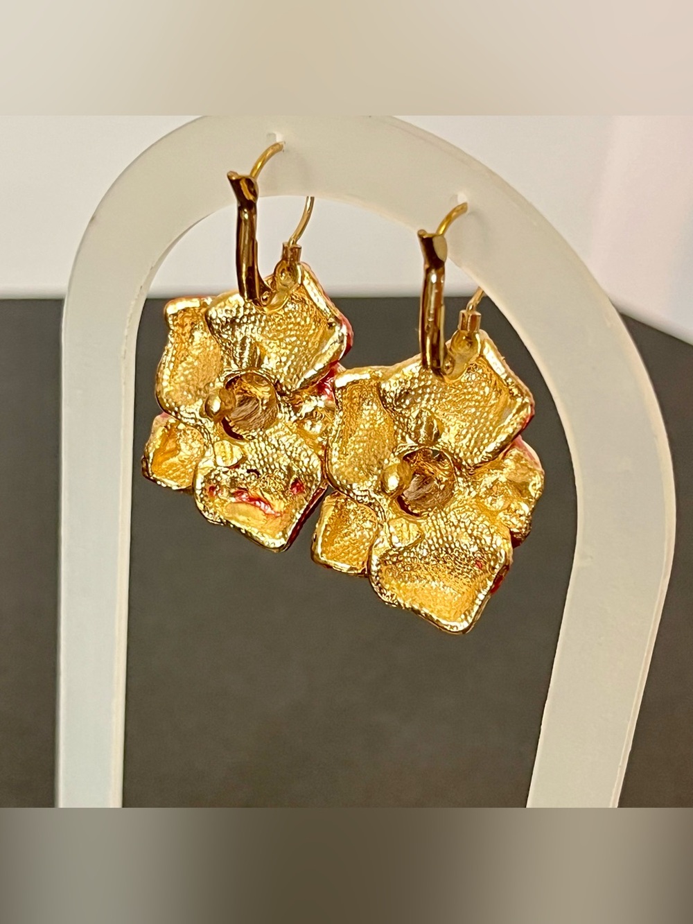 Vintage Floral Pink & Gold Statement Necklace & Earring Set - Picture 6 of 13